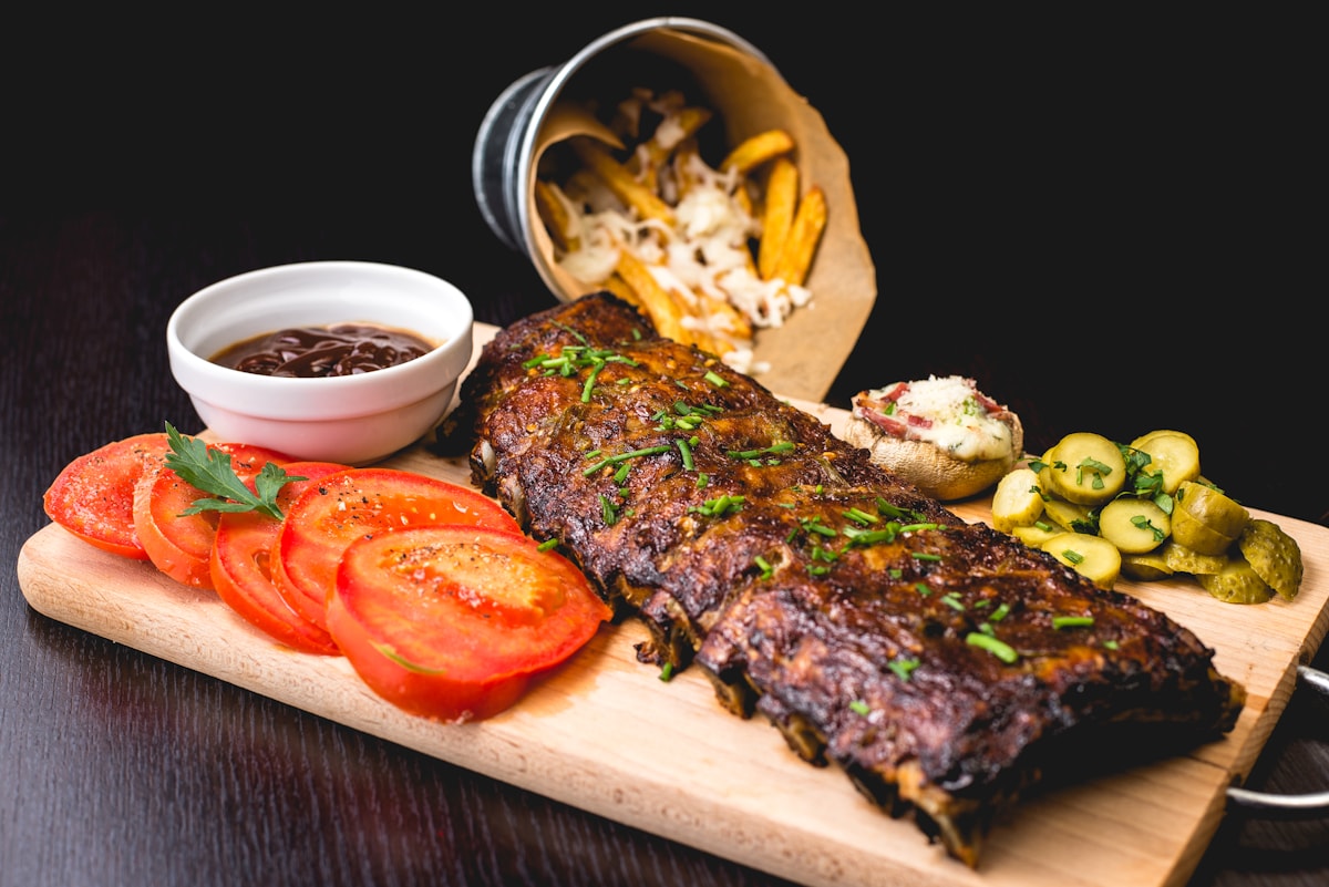 Barbecue ribs plated for serving